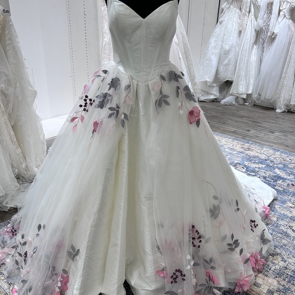 Maggie Sottero White and Pink Floral Overskirt ONLY - Picture 1 of 2